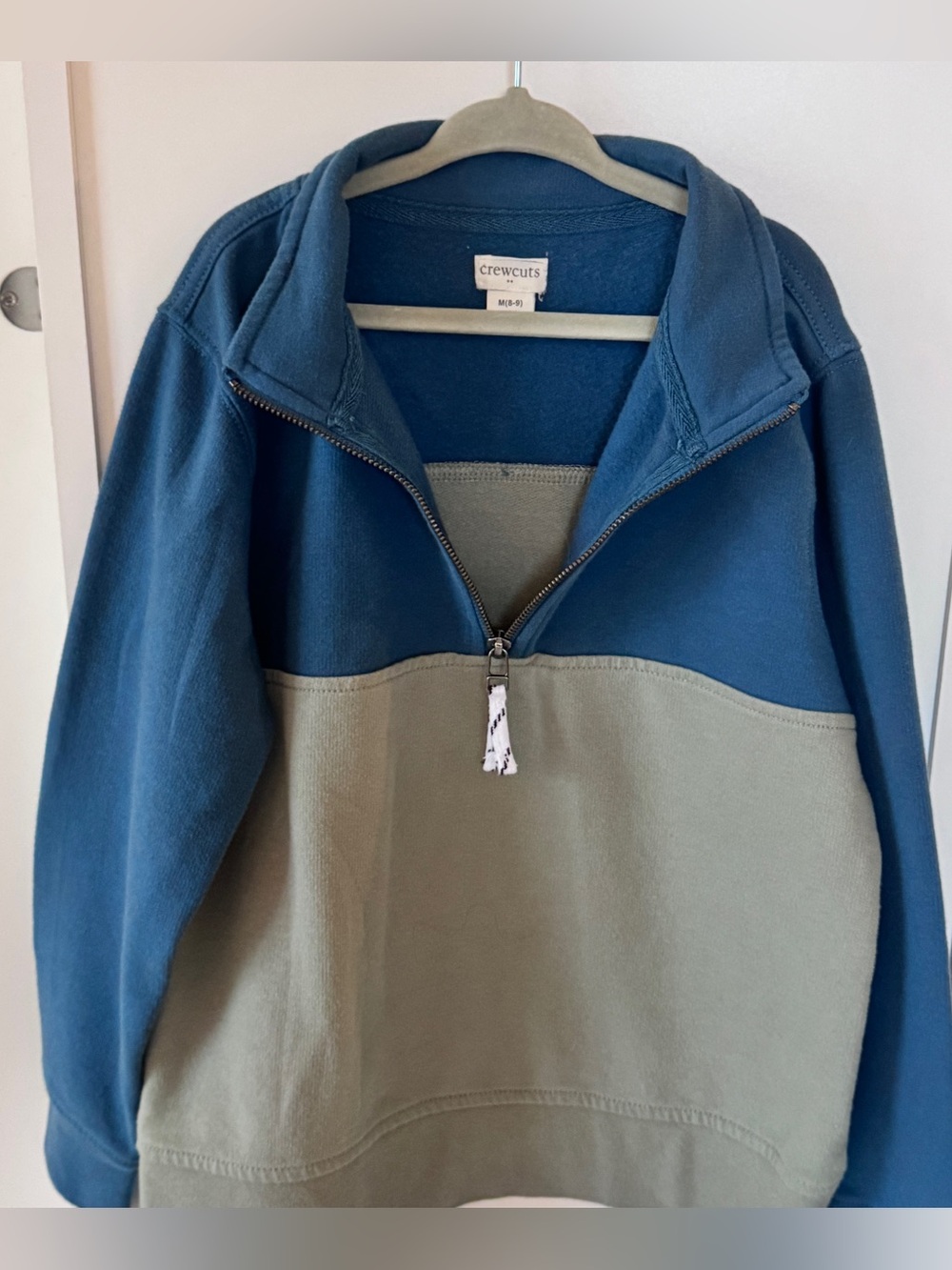 Crewcuts Two-Tone Blue and Tan Half-Zip Sweatshirt